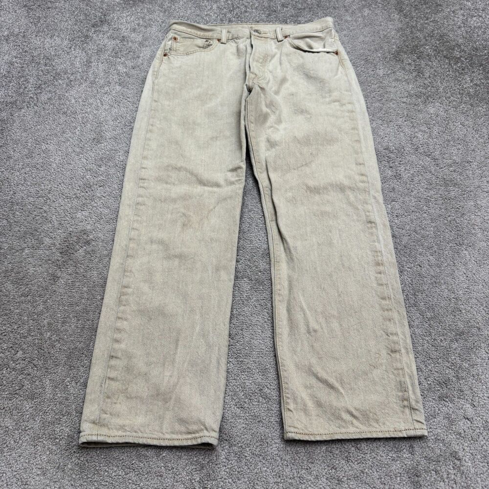 Levi's 501 White Oak Cone Denim Jeans Mens 34x30 Tan Khaki Flawed Button Fly